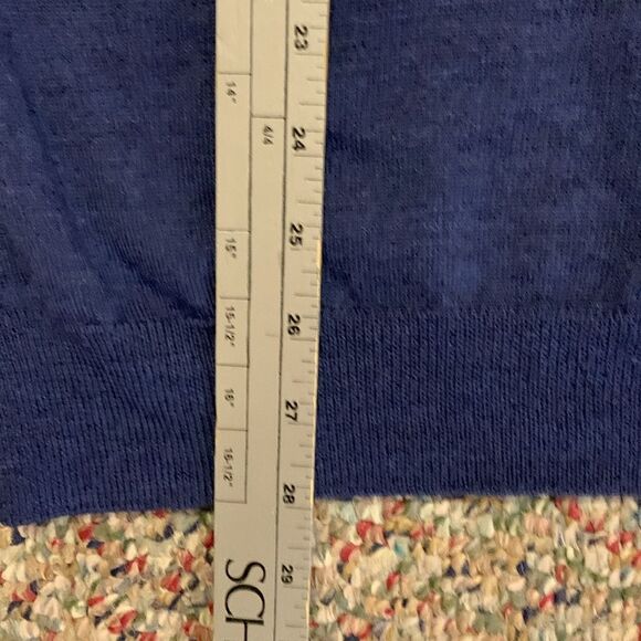 J. Crew Bright Navy Blue 100% Merino Wool V-Neck Long Sleeve Sweater Size L - Picture 8 of 11